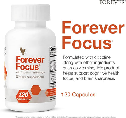 Forever Focus - Brain Clarity and Focus Supplement with Cognizin, Bacopa, and B Vitamins (120 Capsules)