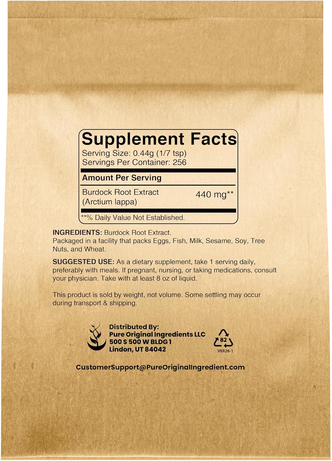 Pure Original Ingredients Burdock Root Extract (113 g) - Lab-Verified, Non-GMO - görsel 2