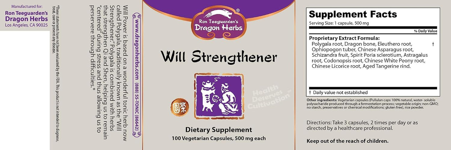 Dragon Herbs Will Strengthener - 500 mg, 100 Vegetarian Capsules - görsel 2