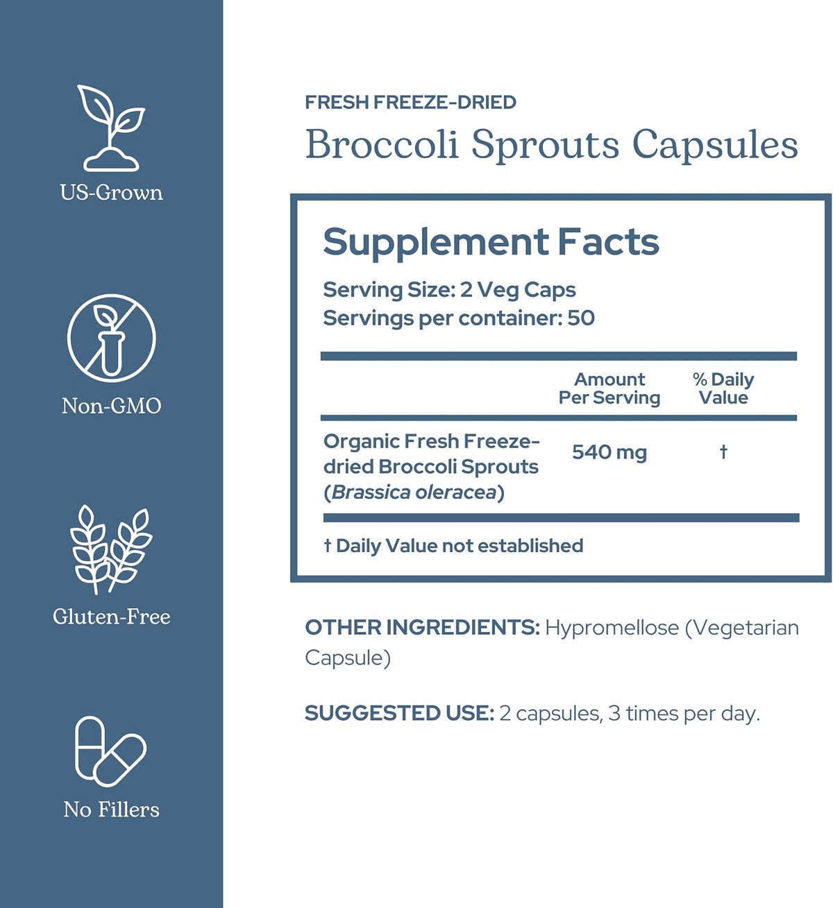 Organic Broccoli Sprouts – Freeze-Dried Superfood, 100 Capsules - görsel 2