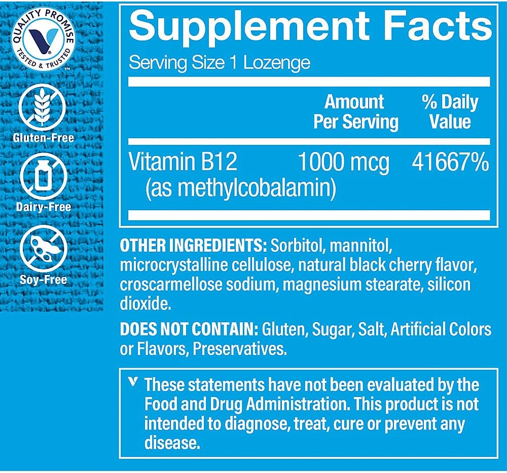 The Vitamin Shoppe Vitamin B12 1,000mcg - Energy Production, Nervous System & Red Blood Cell Support, Daily B Vitamin - görsel 2