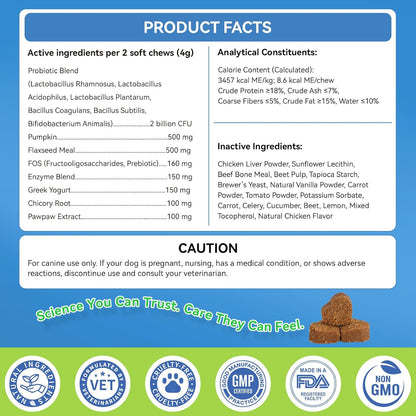 WEALLIN Probiotics for Dogs - 200 Soft Chews for Digestive Health, Itchy Skin Relief & Immune Support