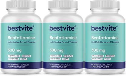 BESTVITE Benfotiamine 300mg - 120 Vegetarian Capsules