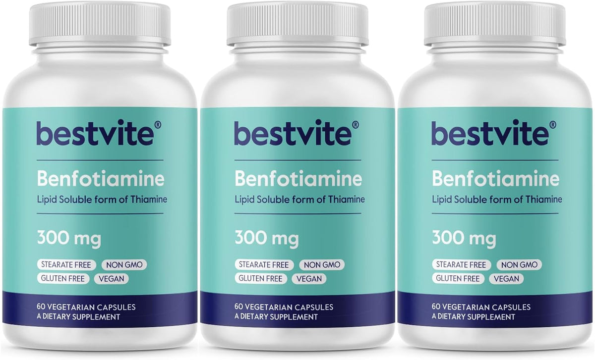 BESTVITE Benfotiamine 300mg (240 Vegetarian Capsules) – No Stearates, Non-GMO, Gluten-free – Image 8