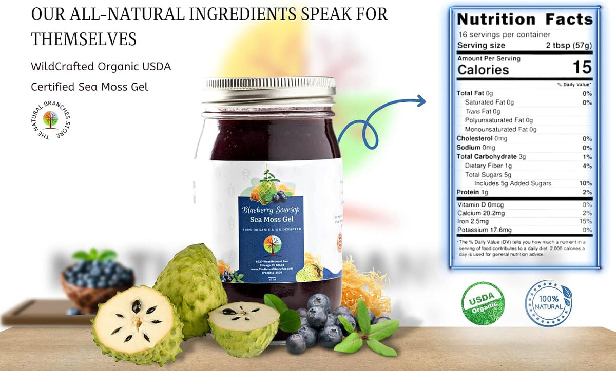 Organic Blueberry and Soursop Fruit Sea Moss – Immune Support: The high vitamin C content from blueberries and – Image 2