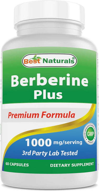 Best Naturals Berberine Plus – 1000mg Berberine HCl, 120mg Vitamin C, 30mg Zinc Gluconate – 60 Capsules