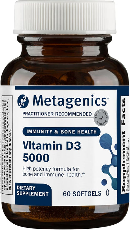 Metagenics Vitamin D3 5000 IU - High Potency Soft Capsules for Immune & Bone Health - 60 Count