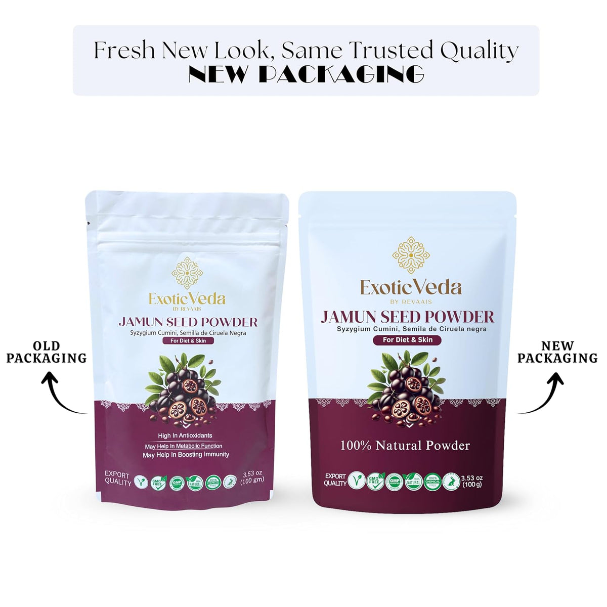 Exotic Veda Jamun Seed Powder – 100% Pure Eugenia Jambolana | Java Plum Seed Powder | Vegan, Gluten-free, Non-GMO – 100g - görsel 8