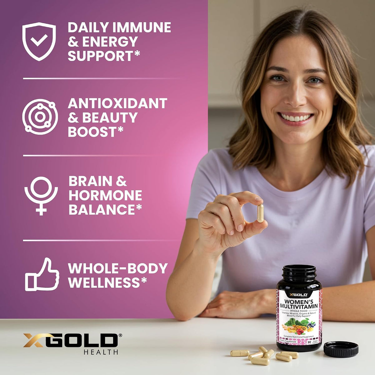 Vegan Women's Daily Multivitamin 50 Plus - Organic Wholefood Based - 90 Capsules - görsel 4