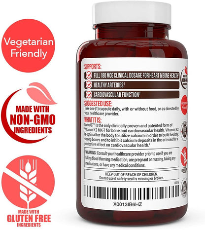 Vitamin D3 5000 IU with K2 MK7 180 mcg – MenaQ7 – 60 Vegetable Capsules