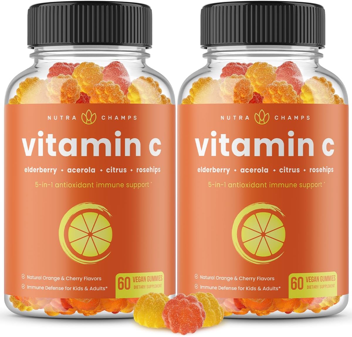 NutraChamps Vitamin C Gummies with Elderberry, Rose Hips, Citrus Bioflavonoids & Acerola Cherry - Pack of 2 - görsel 1