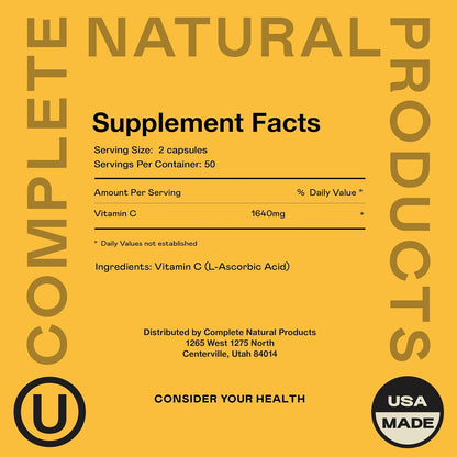 Complete Natural Products Liposomal Vitamin C Capsules – Pure Vitamin C, Immune Support, Enhanced Absorption, Antioxidant Defence