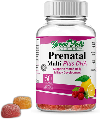 Greenfield Nutritions Halal Prenatal Gummies with DHA and Folic Acid – Essential Prenatal Multivitamin – 17 Vitamins for Mum-to-Be – Easy to Swallow