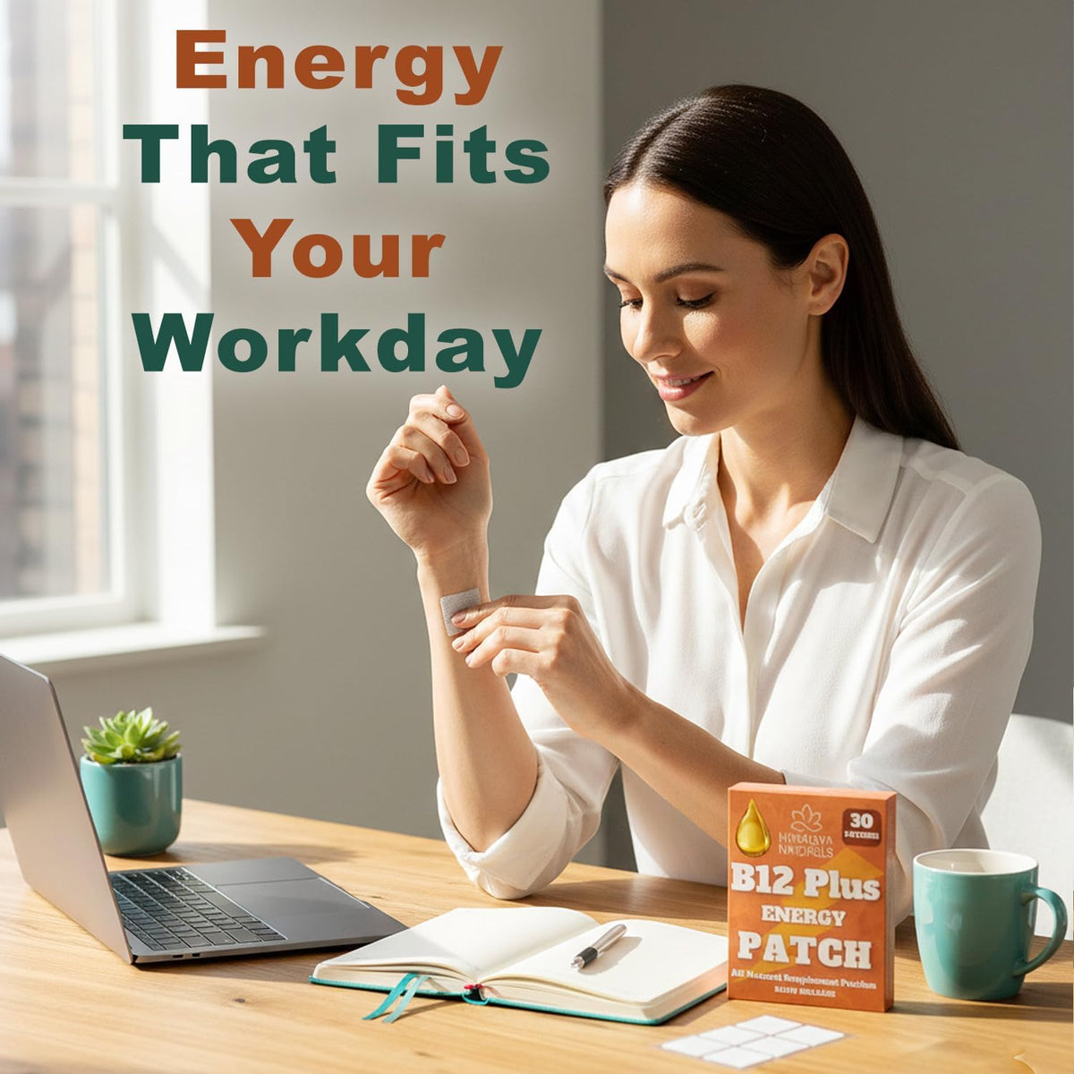 B12 Energy Patch – Methylcobalamin B12, Caffeine-Free, Pill-Free Patch for Daily Energy Support – 30-Day Supply – Image 3