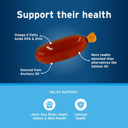 Pet Protect M/L Dog Omega-3 Supplement, Proprietary Free Form Blend, Supports a Normal Inflammatory Response, Snip-Tip Capsules (250 Count)