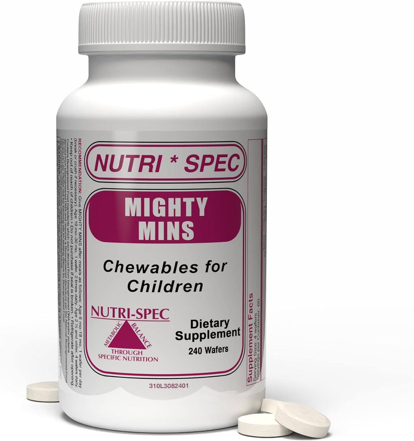 Nutri-Spec Mighty-Mins Multivitamin for Children with Iron - Chewable Wafers, 240 Count - görsel 1