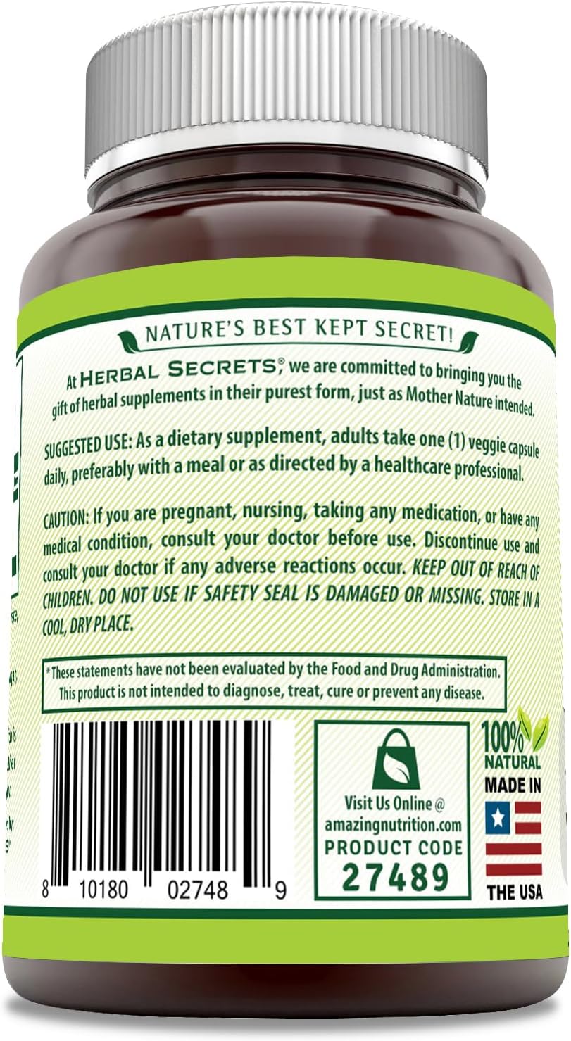 Herbal Secrets Amla Supplement | 500 Mg Per Serving | 120 Veggie Capsules | Made with Natural Amla | Supplement | Non-GMO | Gluten-free | Made in USA - görsel 3