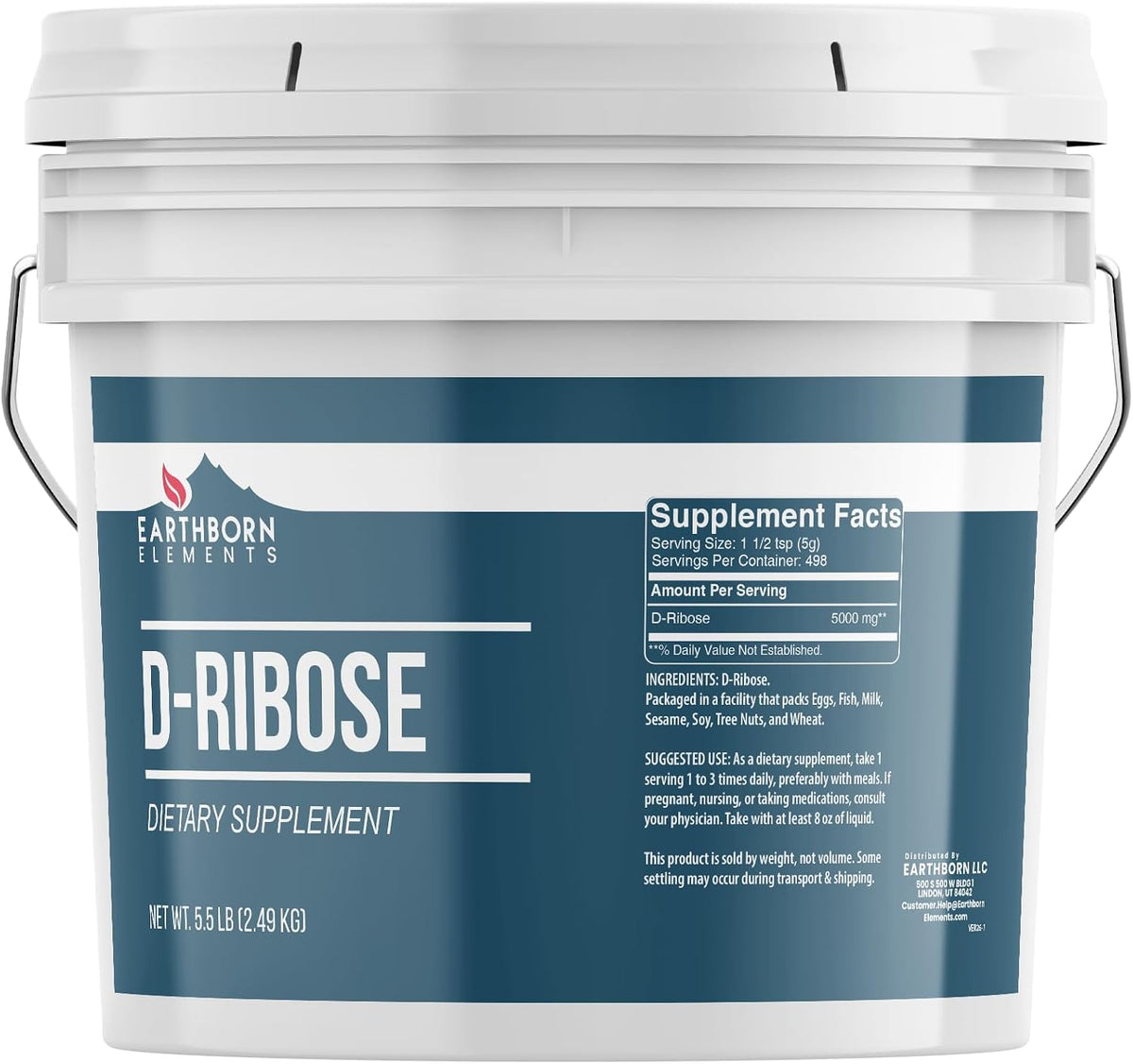 Earthborn Elements D-Ribose 1 US Gallon (3.78 L), Pure & Undiluted Dietary Supplement - görsel 1