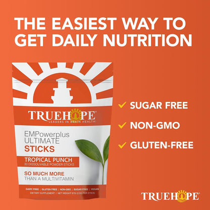 Truehope Multivitamin Nootropic Pouches with Inositol - Once-Per-Day EMPowerplus Ultimate Sticks - 30 Sachets (Tropical)