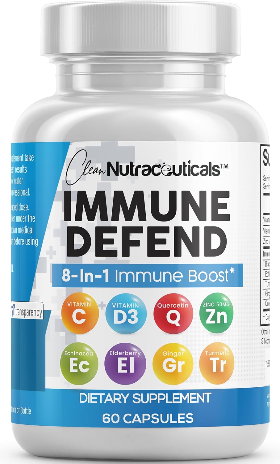 Clean Nutraceuticals Immune Defence Support Supplement 8 in 1 - 60 Capsules - görsel 1