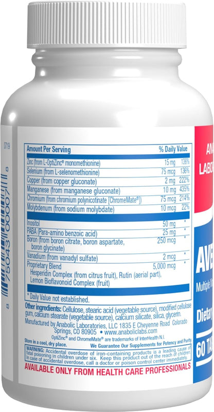 Anabolic Laboratories 30-In-1 Adult Multivitamin with Iron – Over 50 Multivitamin for Women and Men, 1 Month Supply