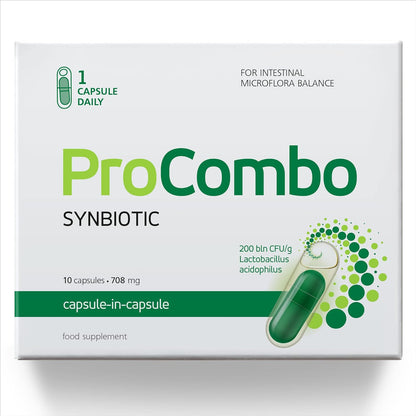 ProCombo Synbiotic – Double Capsule with Targeted Delivery, 1 Capsule per Day, Laboratory Tested (Pack of 1)