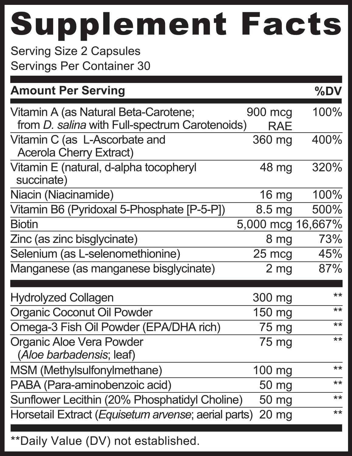 NATURELO Hair, Skin and Nails Vitamins - 5000 mcg Biotin, Collagen, Natural Vitamin E - 60 Capsules - görsel 8