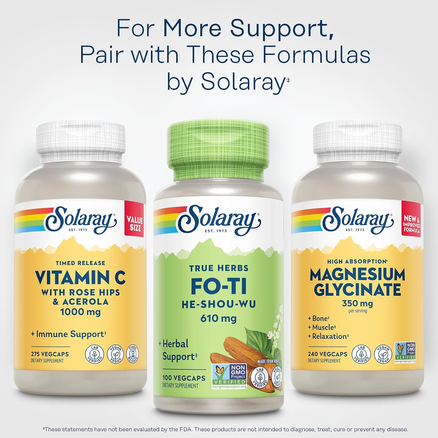 Solaray Fo-Ti Capsules 610 mg - Chinese Herbal Supplement for Men & Women, Vegan & Non-GMO - görsel 6