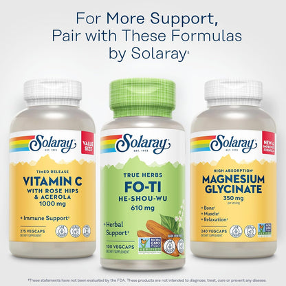 Solaray Fo-Ti Capsules 610 mg - Chinese Herbal Supplement for Men & Women, Vegan & Non-GMO