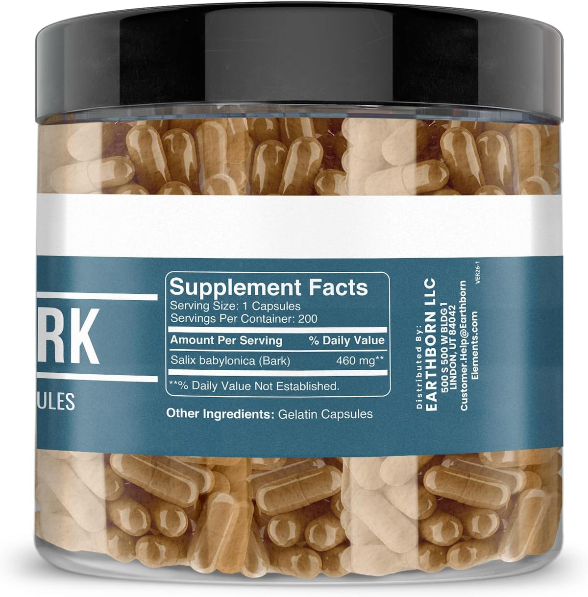 Earthborn Elements Pure Willow Bark Extract (200 Capsules) – No Additives, Undiluted – Image 2