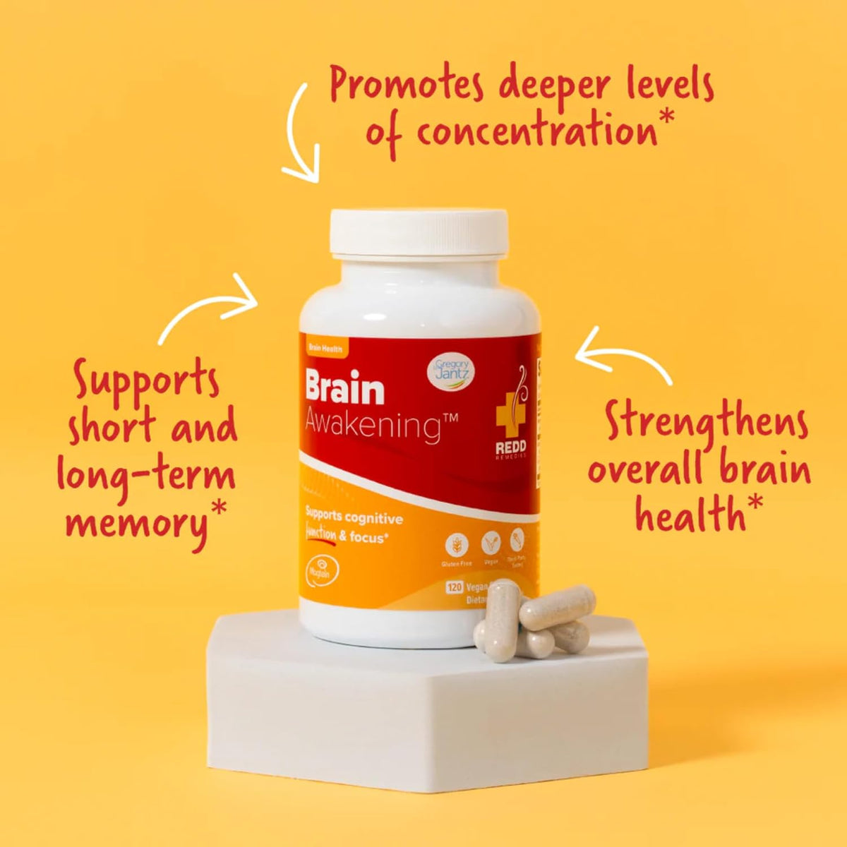 Redd Remedies Brain Awakening – Cognitive Function & Focus Support, 120 Vegan Capsules - görsel 3