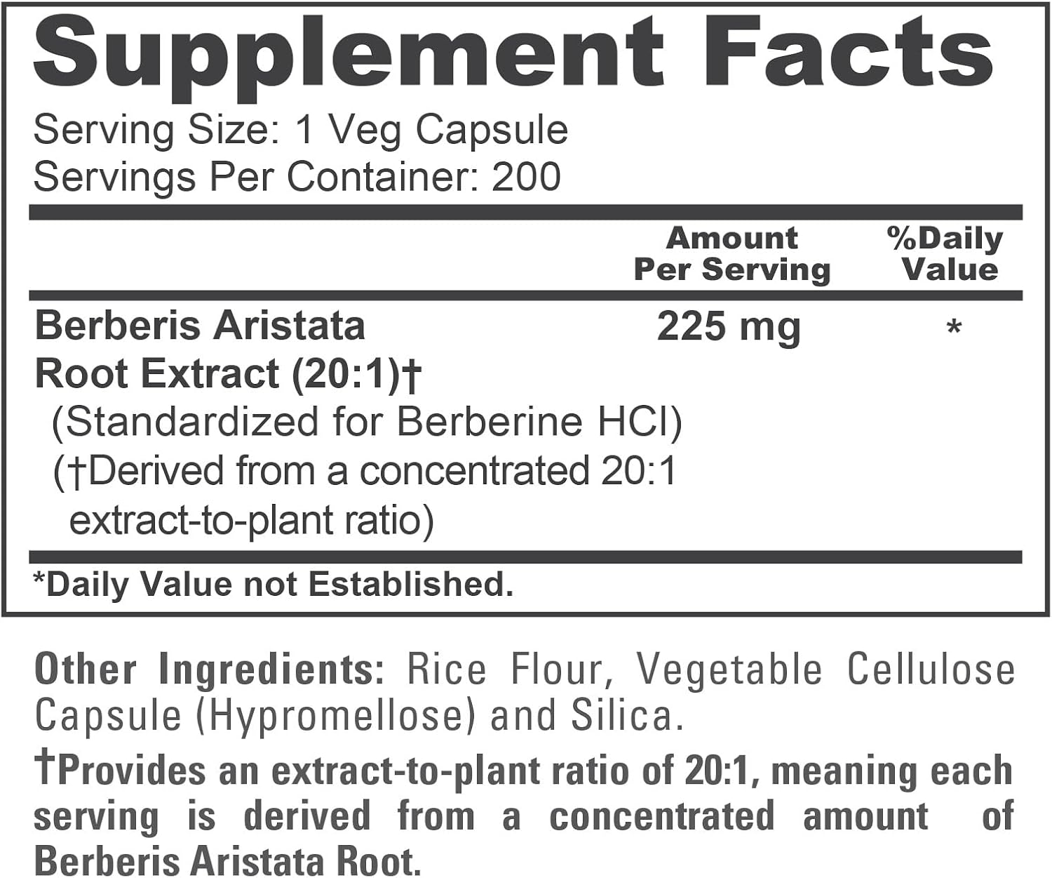 NusaPure Berberine HCl Capsules, 225 mg, 200 Veg Capsules (Non-GMO, Vegan) - görsel 4