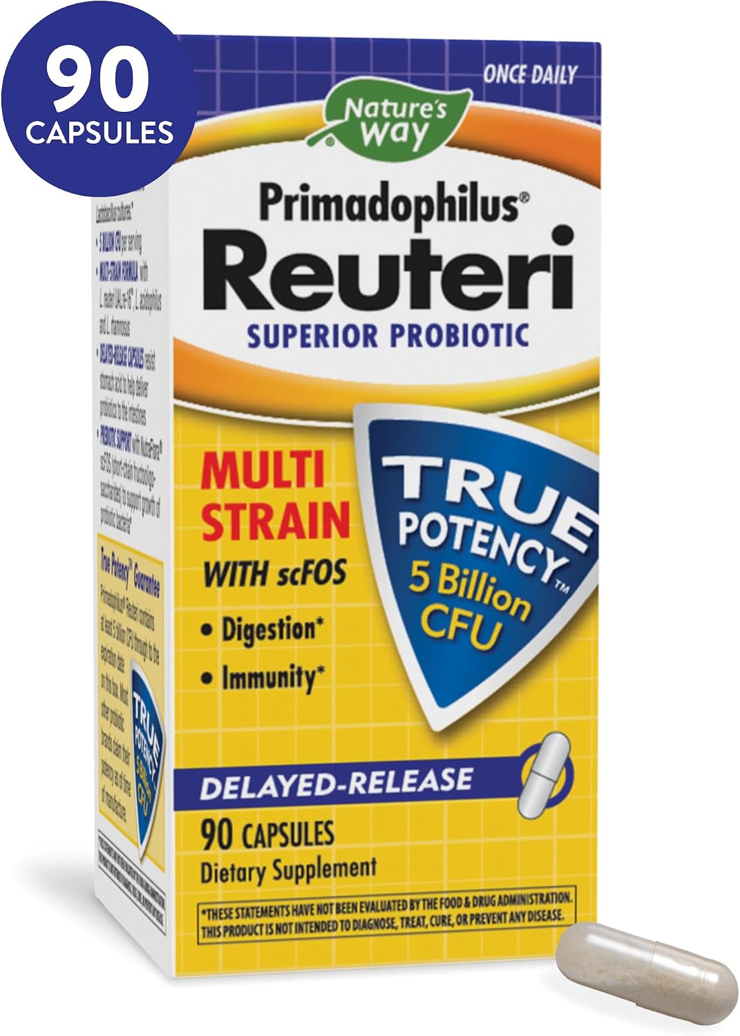 Nature's Way Primadophilus Reuteri Probiotics, 5 Billion CFU, 90 Capsules - görsel 1