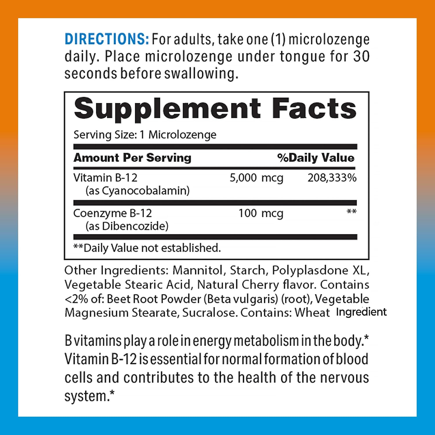 Vitamin World Vitamin B12 5000 mcg Sublingual Microlozenges - görsel 2