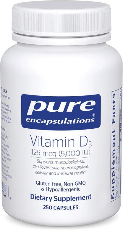 Pure Encapsulations Vitamin D3 125 mcg (5,000 IU) – 60 Capsules