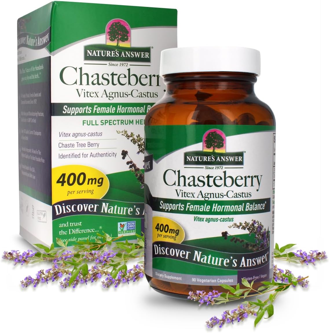 Nature's Answer Chasteberry Vitex Agnus Castus 400 mg, 90 Capsules - görsel 1