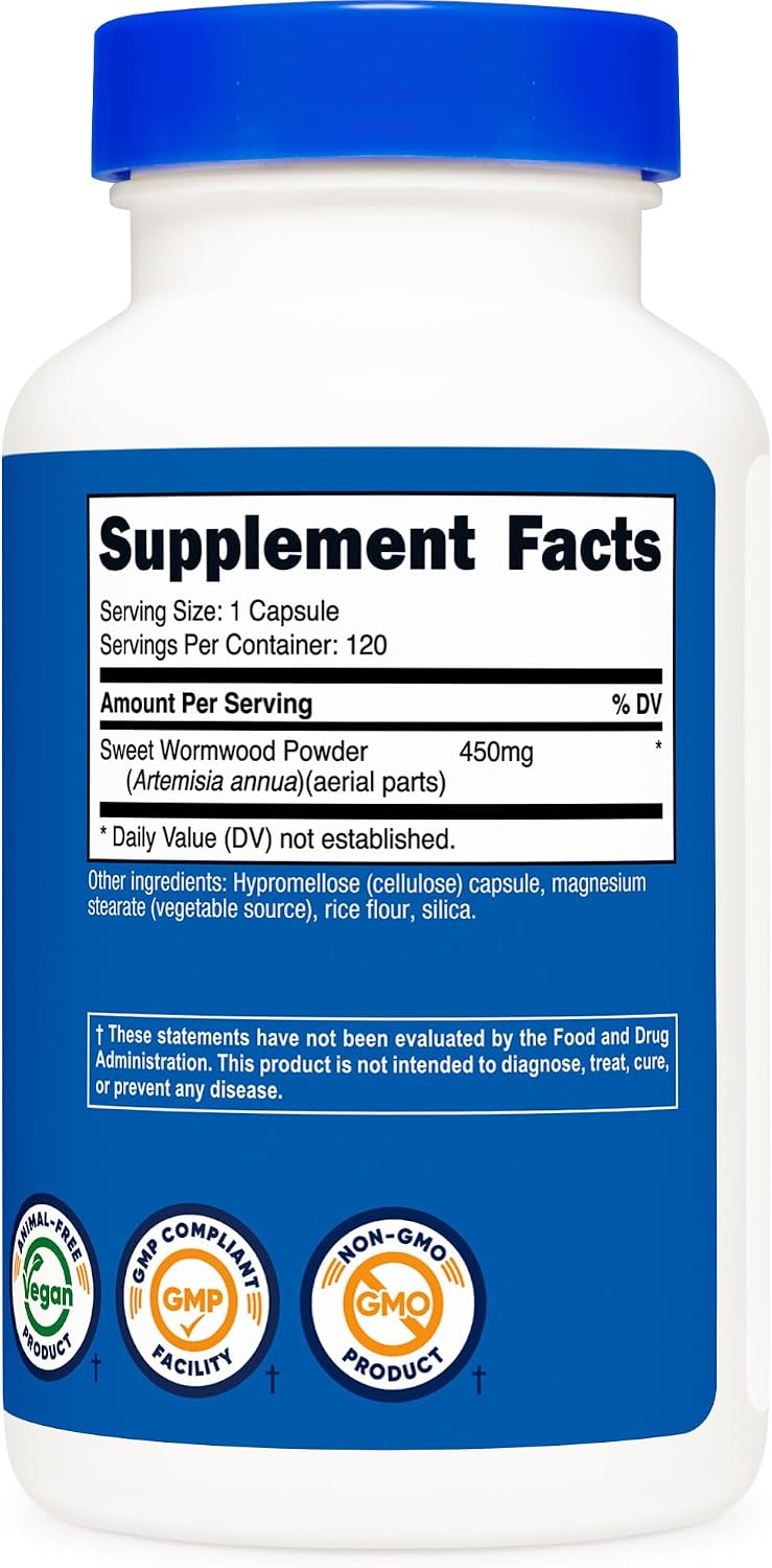 Nutricost Wormwood Capsules 450mg, 120 Vegetarian Capsules - görsel 5