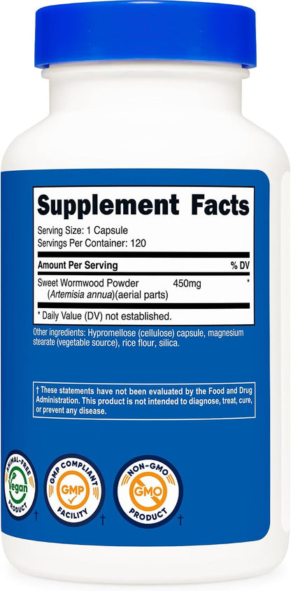 Nutricost Wormwood Capsules 450mg, 120 Vegetarian Capsules