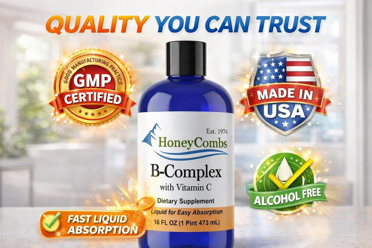 Liquid B-Complex with Vitamin C - 473 ml | Fast-Absorbing Methylated B Vitamins - görsel 5