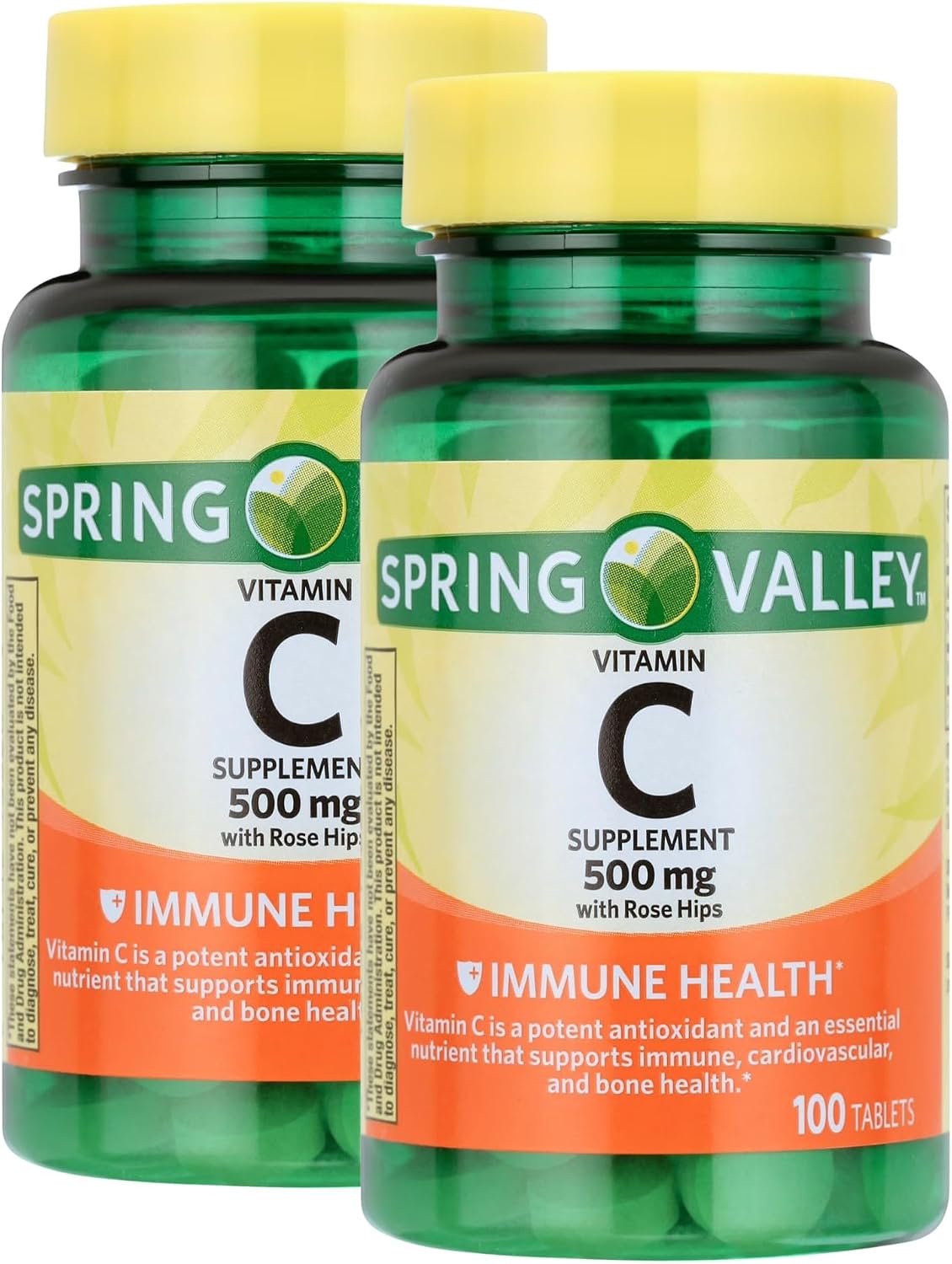 Vitamin C 500mg with Rose Hips – 100 Tablets, Vegan Vitamin C Food Supplement for Men and Women, Gluten-Free, Daily Vitamin C with Natural Antioxidant Support (Pack of 2) - görsel 1