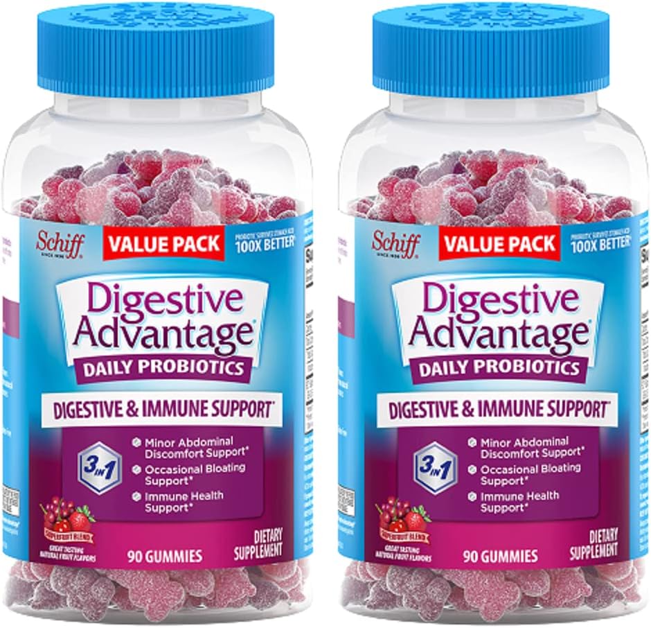 Digestive Advantage Daily Probiotic Gummies for Digestive Health, Superfruit, 180 Count (2-Pack) - görsel 1