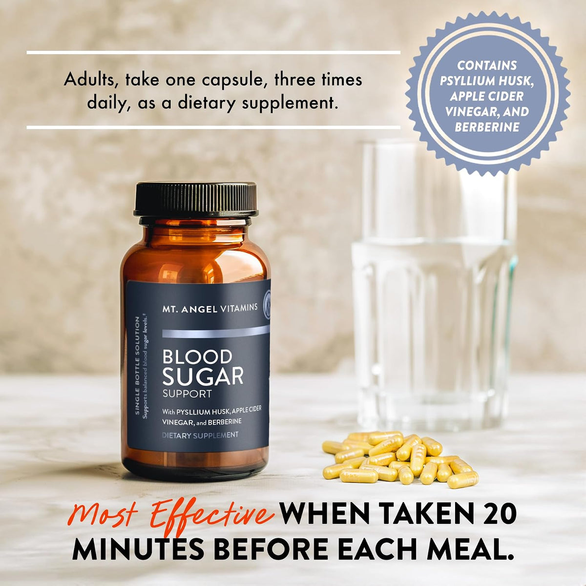 Mt. Angel Vitamins Blood Sugar Support Supplement with Berberine, Cinnamon and Apple Cider Vinegar - 60 Capsules - görsel 8
