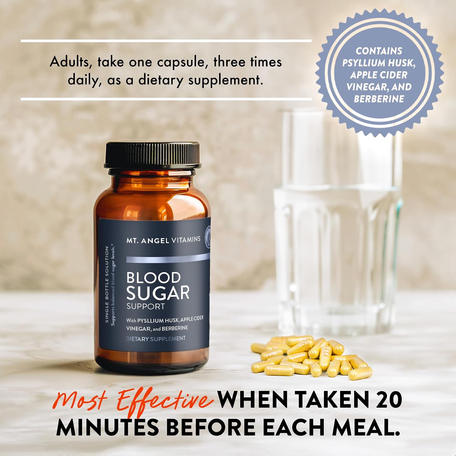 Mt. Angel Vitamins Blood Sugar Support Supplement with Berberine, Cinnamon and Apple Cider Vinegar - 60 Capsules - görsel 8