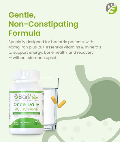 BariSlim Once Daily Bariatric Multivitamin Capsules - 45mg Iron - 90 Day Supply