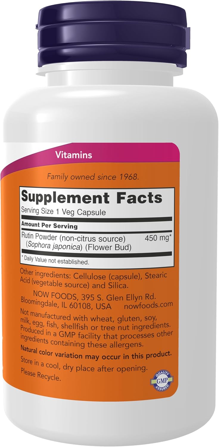 NOW Foods Rutin 450 mg, 100 Vegetable Capsules - görsel 2