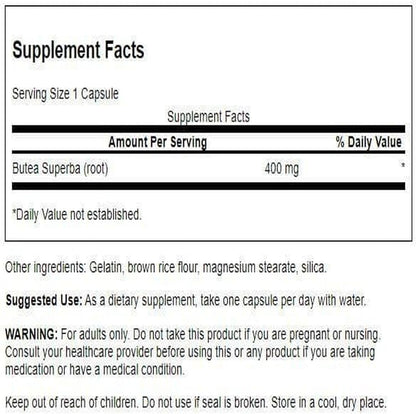 Swanson Butea Superba Root Full Spectrum Intimacy & Sexual Support 400 mg 60 Capsules (Pack of 2)