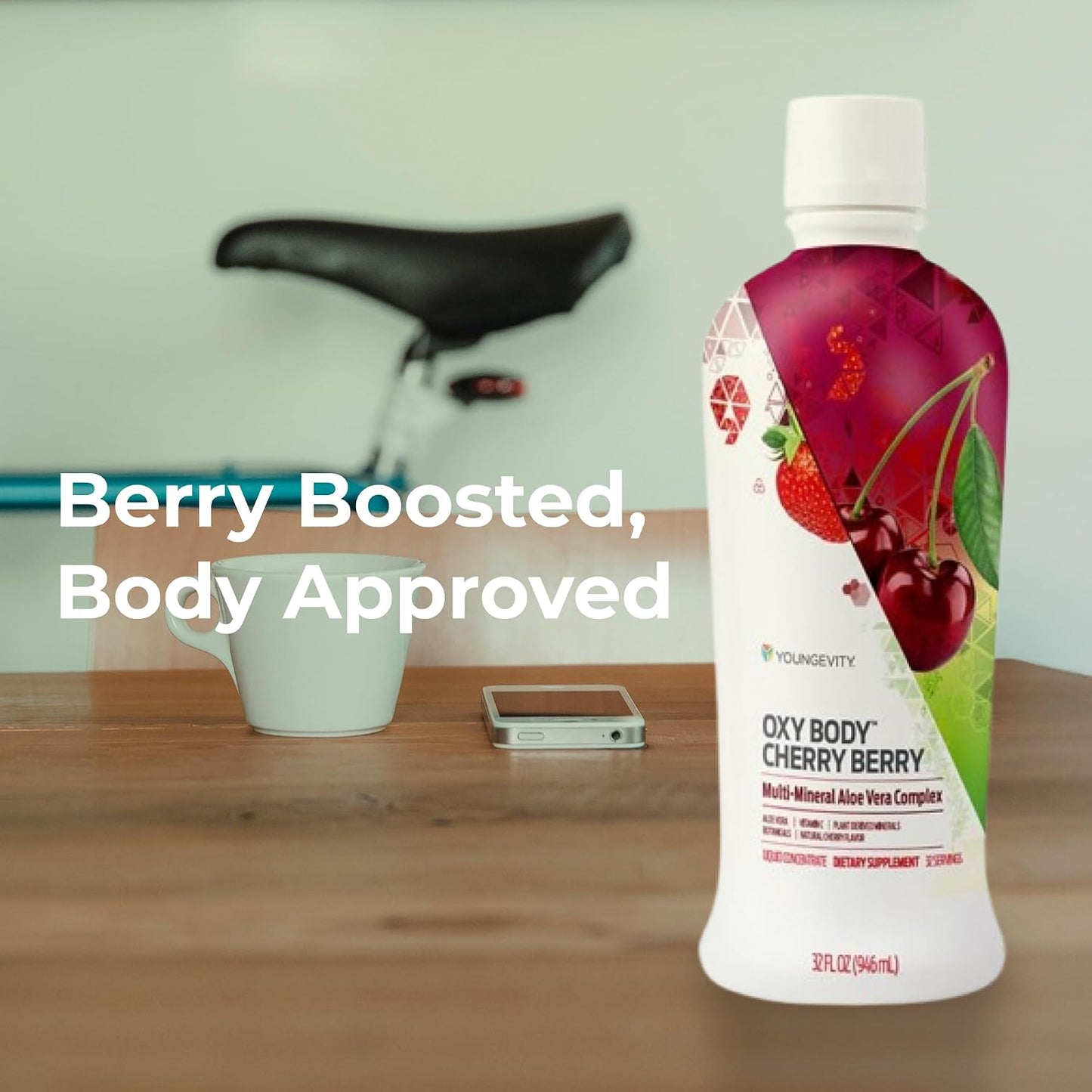 Youngevity Oxybody Cherry Berry Vitamins Minerals & Botanicals – Aloe Vera Liquid Supplement, 946 ml (Pack of 4) - görsel 6