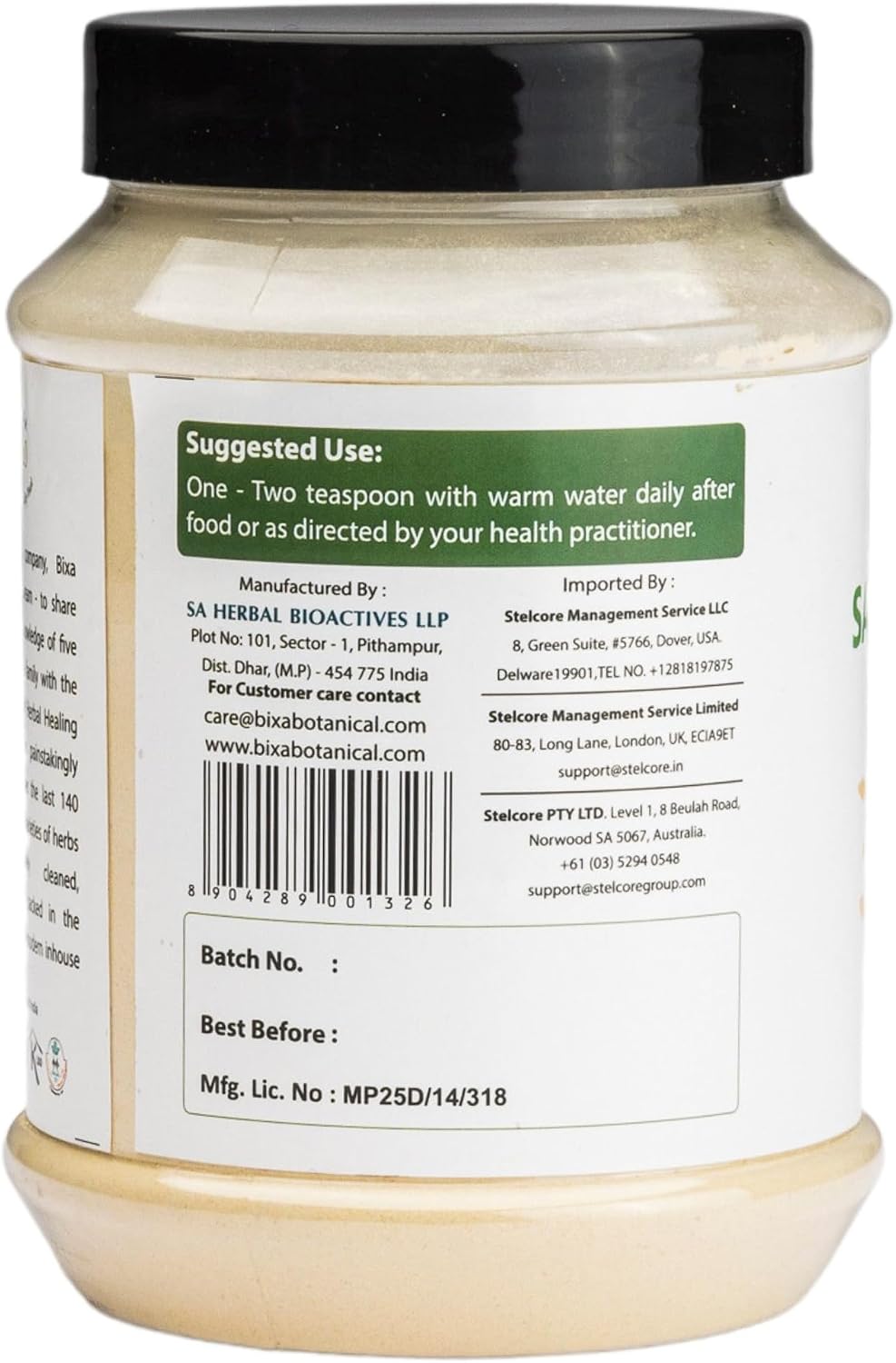 bixa BOTANICAL Safed Musli Powder - Ayurvedic Herbal Supplement, 16 oz - görsel 3