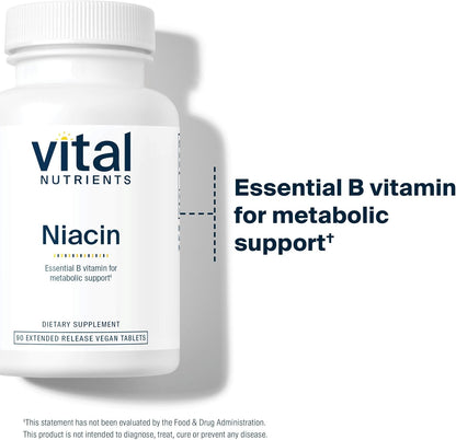 Vital Nutrients Niacin 500mg Timed-Release Supplement - 90 Tablets