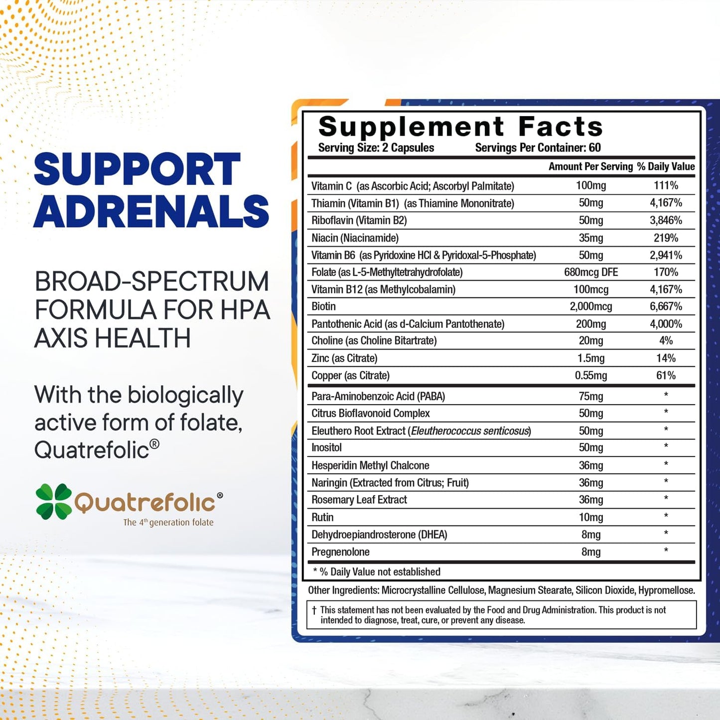 BioMatrix Adrenal Fatigue Supplement – Cortisol Manager with B Vitamins, 5-MTHF, Adaptogens, and HPA Axis Support (120 Veggie Caps) - görsel 3